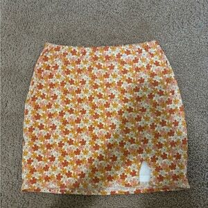 Le Lis Orange and Cream Floral Mini Skirt